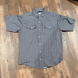 Men's Short-Sleeve Button-Down Shirt in Charcoal Stripe